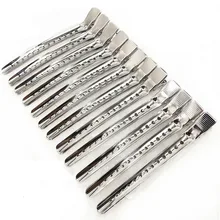 Hair Salon Silver 12PCS/pack Hair Clips Metal Hairdressing Duck Bill Alligator Clips Fashion Styling Tools 12CM