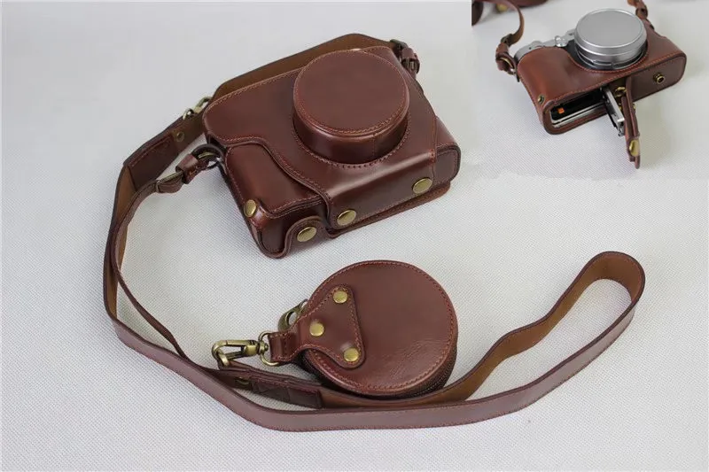 

Luxury Camera Bag PU Leather Case for Fujifilm X100F x100f with Bottom Battery Opening+Small Storage Bag Color Black Brown