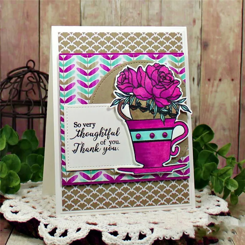 

InLoveArts 5Pc/lot 14*14cm Flowers Clear Stamps Scrapbooking 2018 New Rubber Clear Stamps for Card Making Decorative DIY Crafts