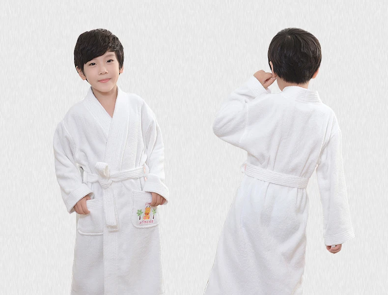 Детский банный халат; хлопок; махровый флисовый халат; однотонная Пижама для девочек; теплая детская пижама; банный халат для подростков; одежда для плавания; цвет белый