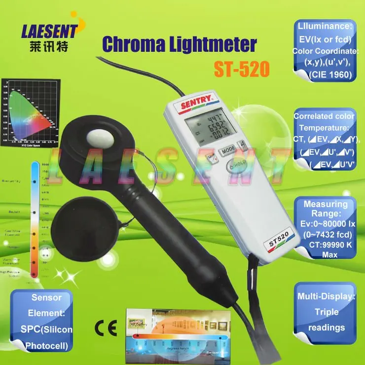 Chroma Light Meter SENTRY ST 520 Temperature Brightness LED Lamps