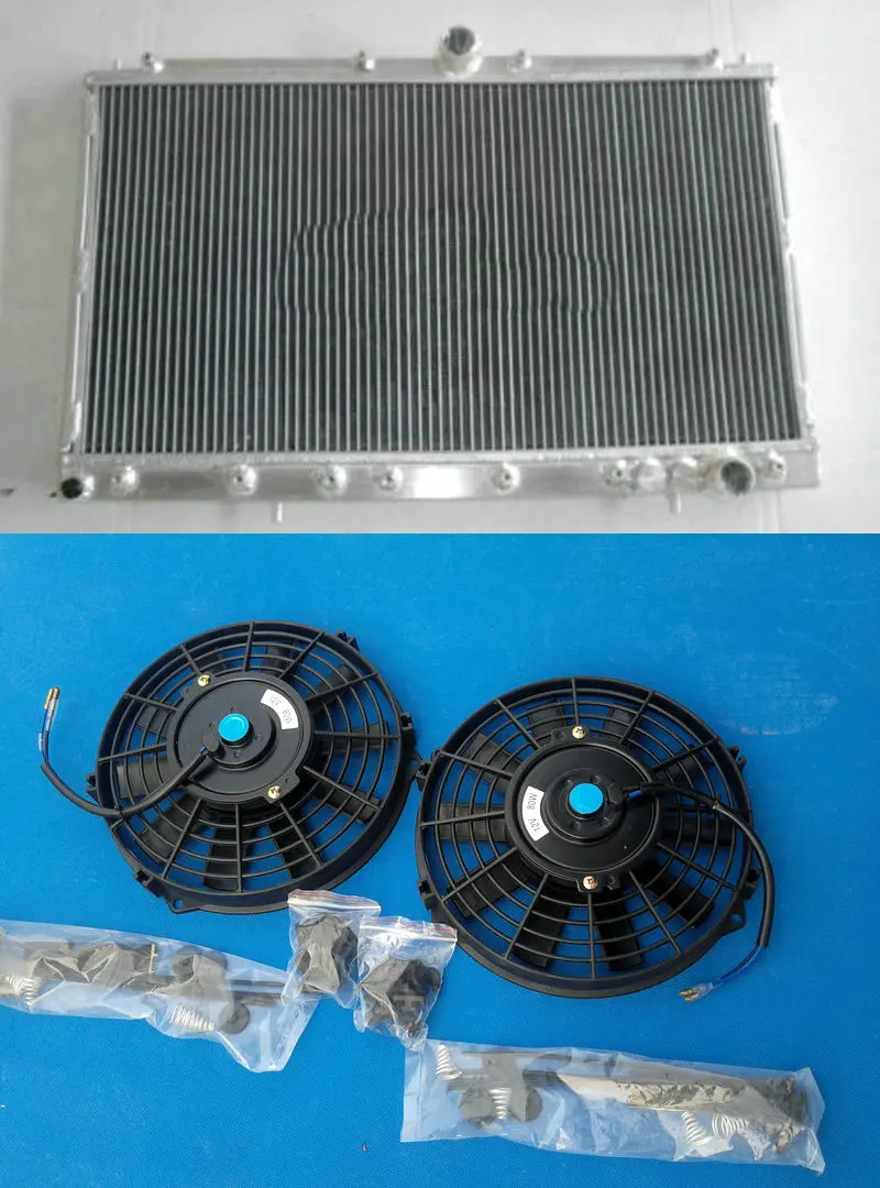 2 row ALUMINUM RADIATOR & 12" FAN FITS FOR MITSUBISHI 3000GT 3000 GT