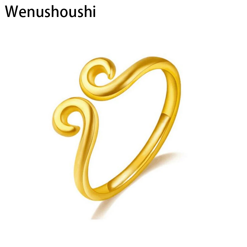 

WENUSHOUSHI Golden Hoop rings for women unisex adjustable size drop ship ok wufj040