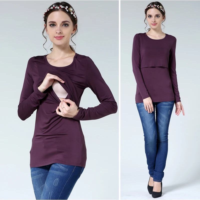 Emotion Moms Modal Long Sleeve Maternity clothes Nursing Top Breastfeeding Tops for Pregnant Women Fashion Maternity T-shirt
