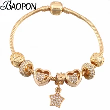 BAOPON золотой цвет Шарм для браслетов в романтическом стиле& Браслеты для женщин хрустальные бусины бренд браслет Femme брендовые ювелирные изделия BR531