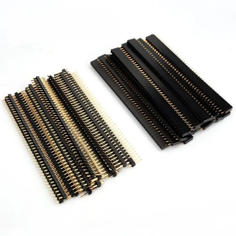 

10pcs 2.54mm Connector Male Female Set 40 Pin 1x40 Single Row 2.54 Breakable PCB Connector Strip Pin Header