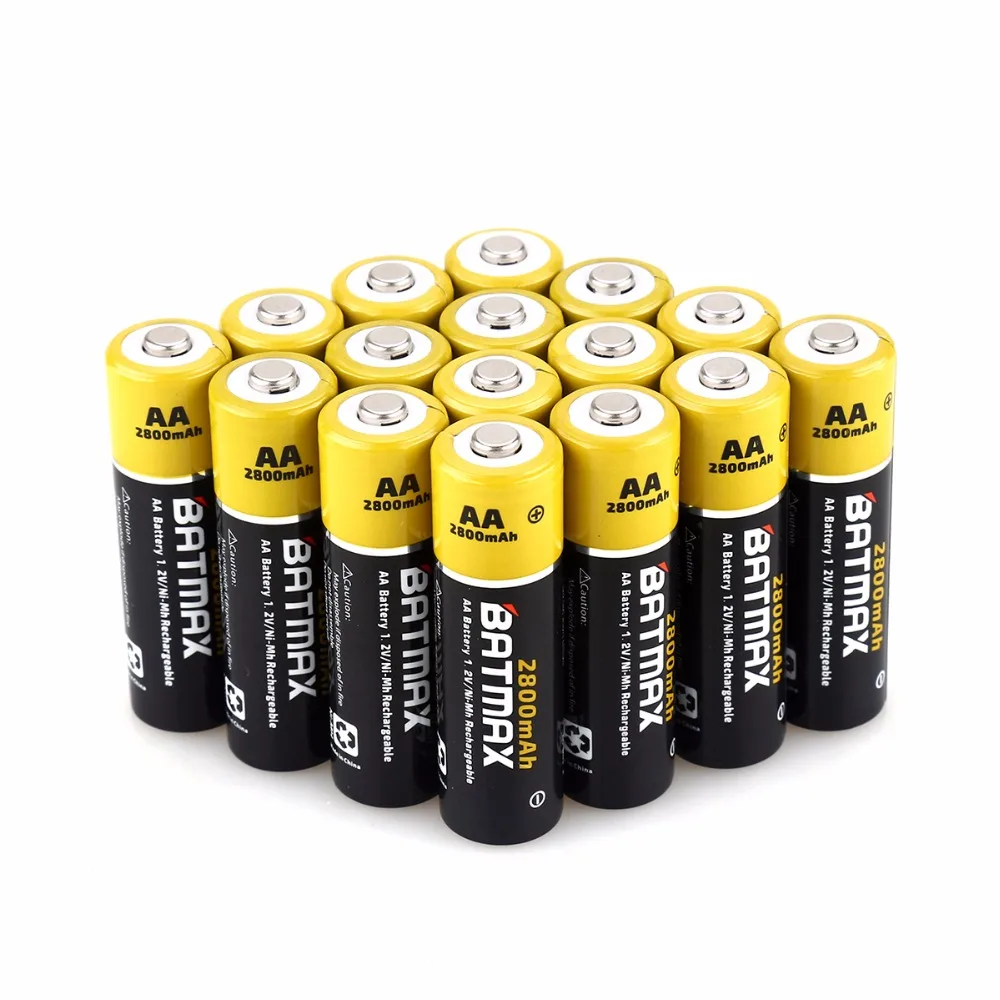 16 Pack High Capacity 2800mAh AA NiMH Rechargeable Batteriesin