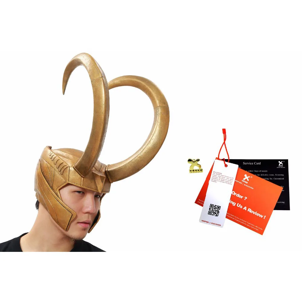 XCOSER Loki шлем Тор Локи Косплей Костюм Золотой из ПВХ маска на всю голову Хэллоуин