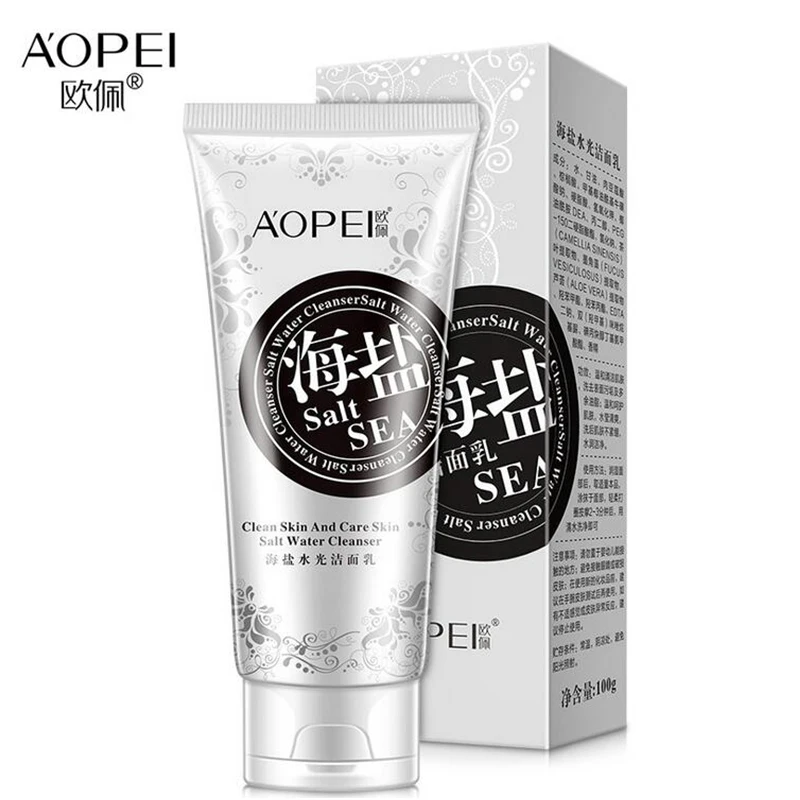

Natural Sea Salt Facial Cleanser Moisturizing Extract Rich Foaming Cleansing Skin Care Face Washing Deep Fresh Oil Control