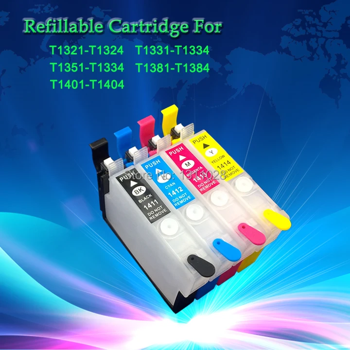 INK WAY T1351 T1332 -T1334 Refillable ink cartridge for Stylus T25 TX135 TX125 with resettable chips 1 Set 4 PCS | Компьютеры и офис
