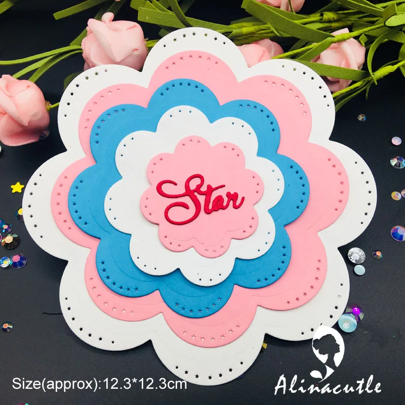 

Die Cut Metal Cutting die star Flower Shaped Nesting Frame Scrapbook Paper Craft Handmade Card Punch Art Cutter Alinacraft