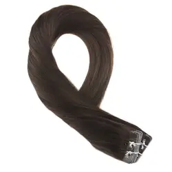 Moresoo темно-коричневый #2 цвета лента в наращивание волос настоящие Реми бразильские человеческие волосы Кожа Уток лента в волосах 20 шт. 50 г