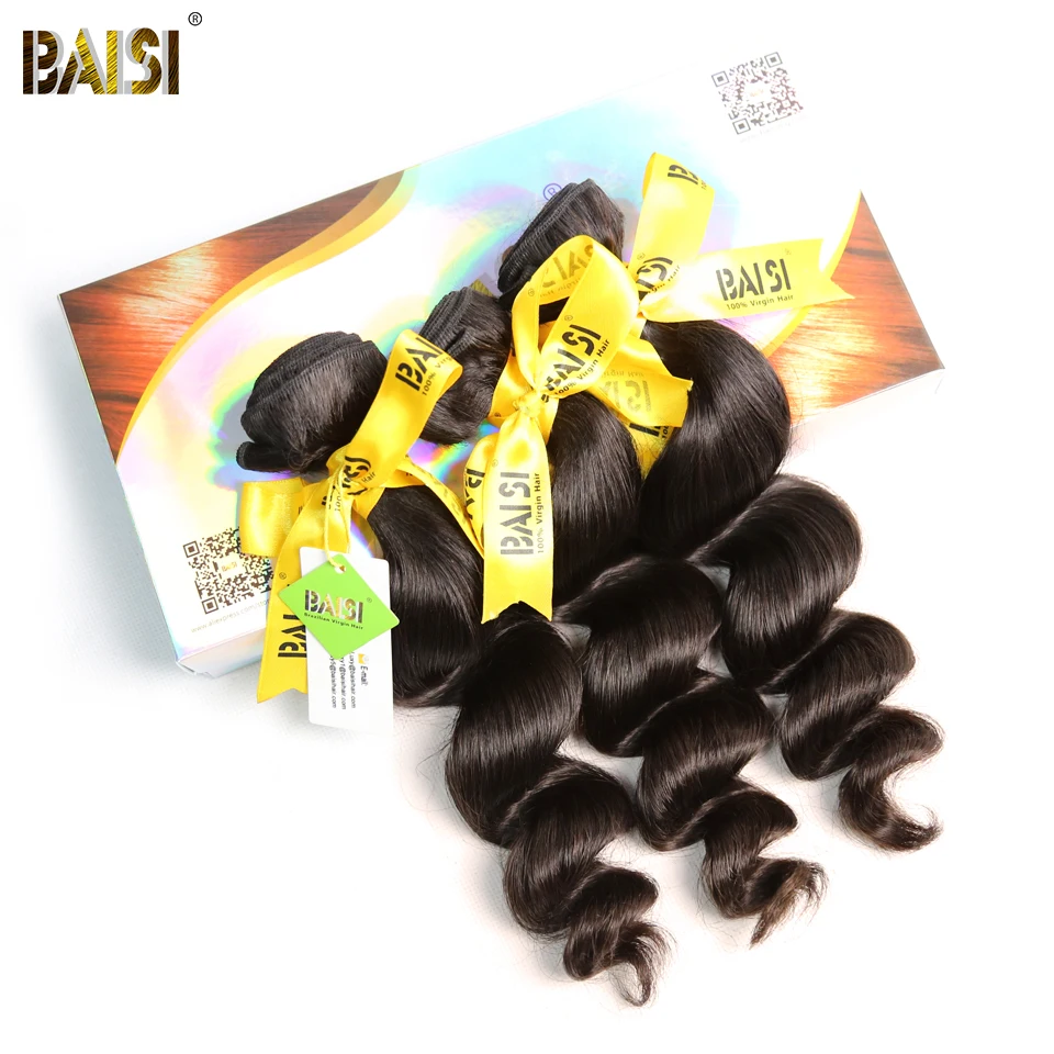 BAISI волосы бразильские Свободные волны 10A натуральные волосы для наращивания 3 пучка 100% человеческих волос