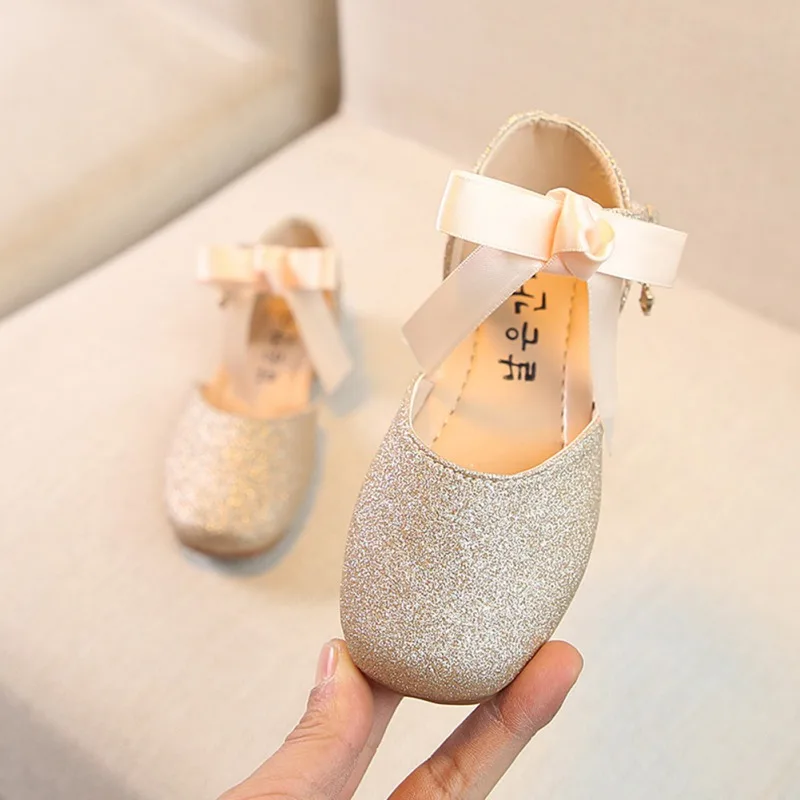 

Girl Shoes Leather Princess Shoes Fashion Glitter Bowknot Dance Toddler Sandals Upper Quality Shoes Sneakers