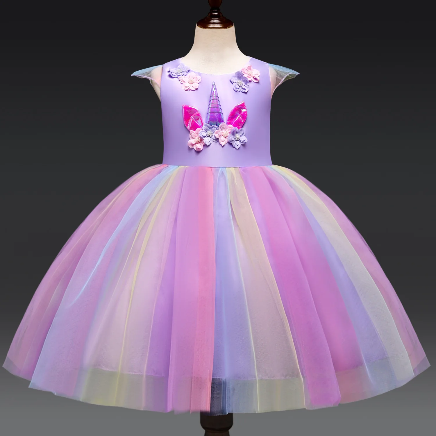 

2019 Princess Party dress Unicorn Party Girls Dress Elegant Costume Wedding Dresses For Girls Vestidos fantasia infantil