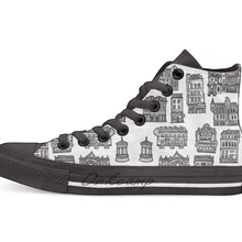 Маленькая Эдинбург(с черепами) Повседневная Высокая холщовая обувь кеды для Прямая