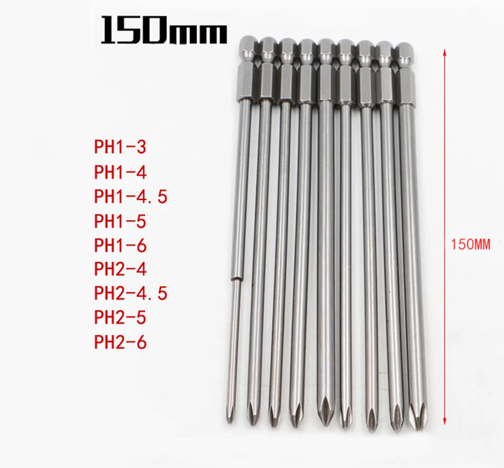 9 шт. магнитный Набор отверток 1/4 дюймов 6,35 мм стержень из стального сплава S2 100 мм длинный шестигранный набор отверток Магнитный набор - Цвет: 150mm