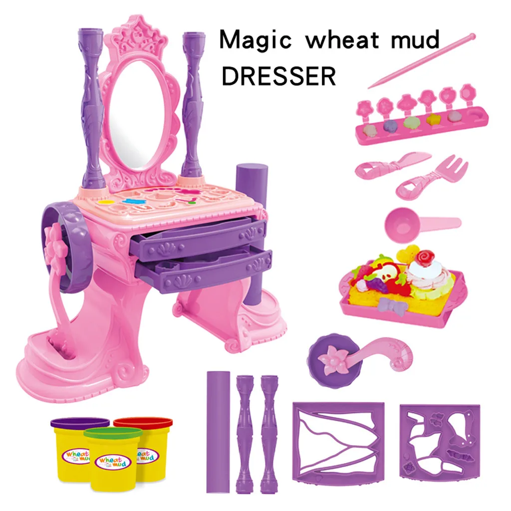 

Children Pretend Role Play Table Colorful Mud Set Children's Puzzle DIY Makeup Cosmetic Table Play House Kid Educational Toy T9#