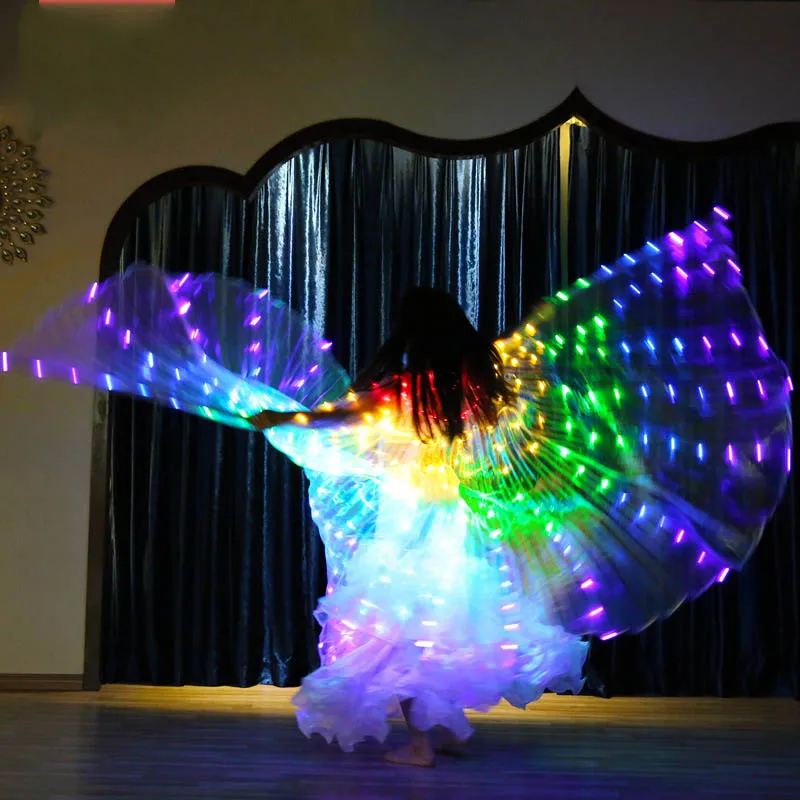 

Color Led Isis Wings with Holding Sticks Belly Dance Accessories Stage Performance Props Shining Led Wings Open 360 Degrees Club