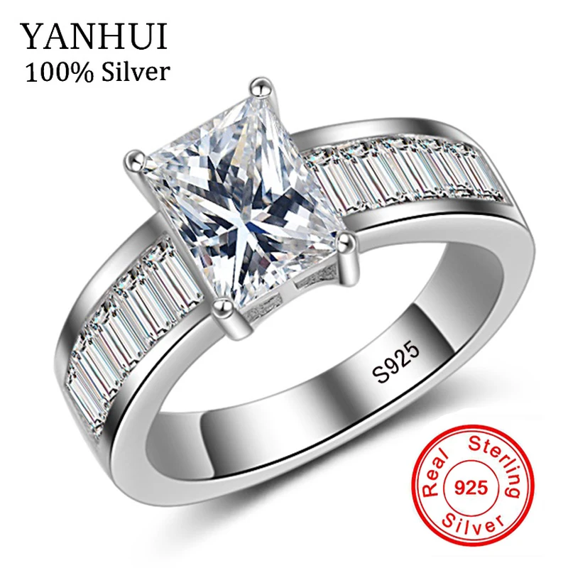 

YANHUI 2Ct Princess Cut Solitaire Engagement Rings Women Top Quality Square Stone Cubic Zirconia 925 Sterling Silver Ring LYR005