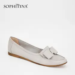 SOPHITINA/Женская обувь из натуральной кожи серого цвета, из овечьей кожи, с бантом-бабочкой, на низком каблуке, удобная женская обувь на плоской