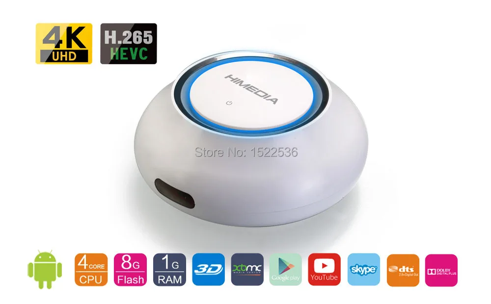 HiMedia M3 quad-core Android ТВ коробка дома сетевой плеер 3D 4 К UHD телеприставки бесплатная