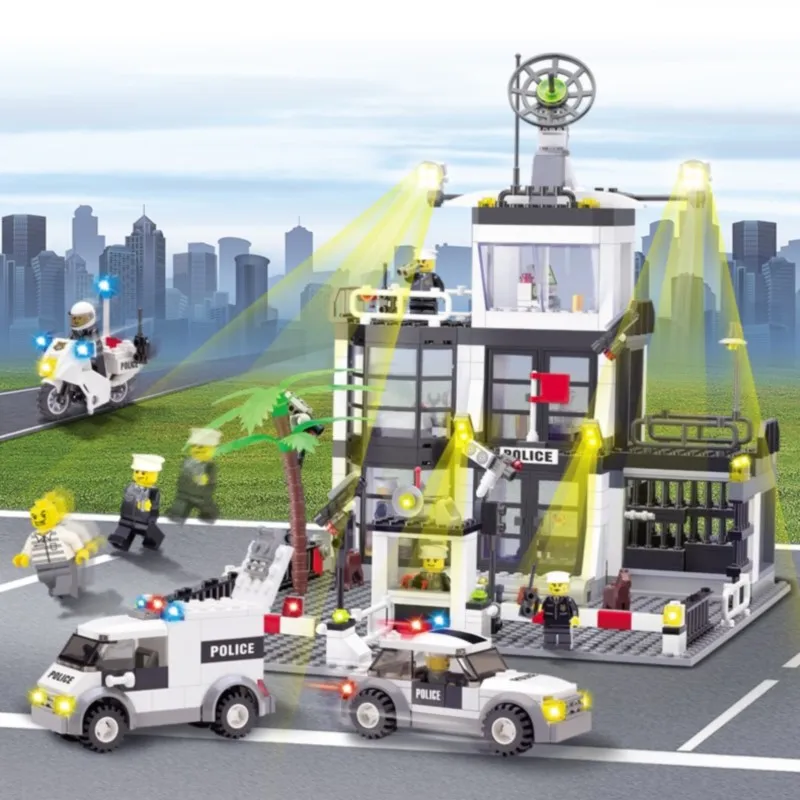 

KAZI 6725 City Police Station Command Central Building Blocks Sets Bricks Model Brinquedos Gift Toys for Children 6+ Ages