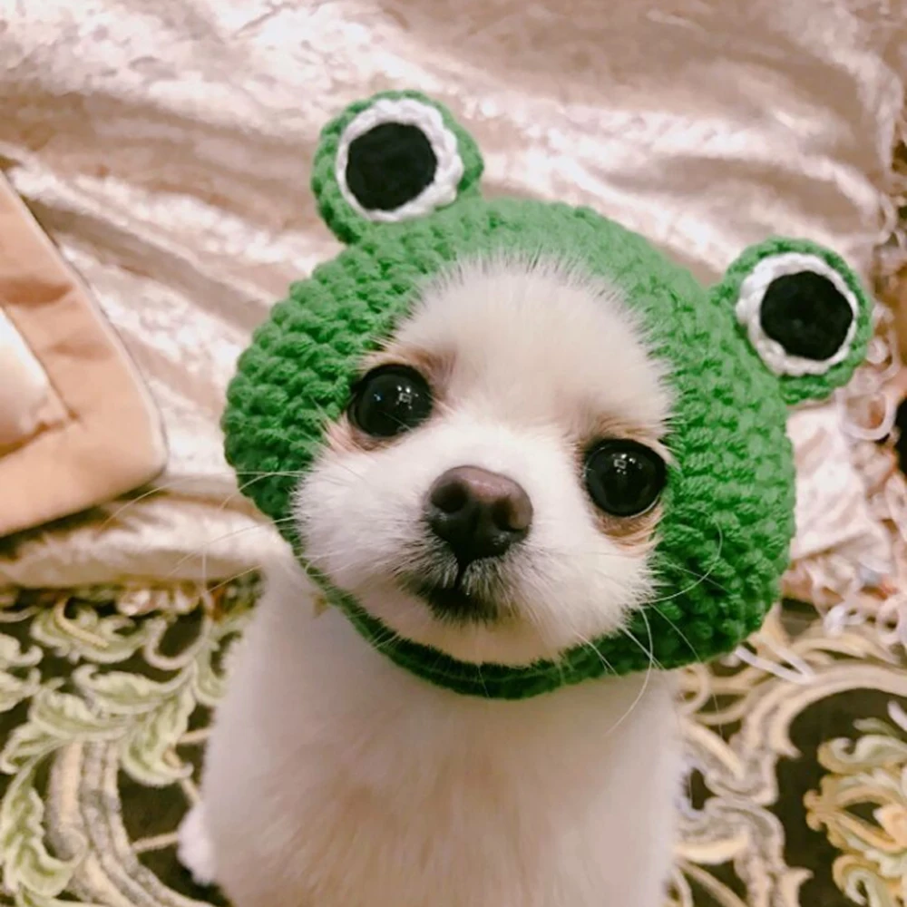 Hot Sale Hand knitted Pet Hats Frog Cat Hat forDog Hat Hairband Dog Cap