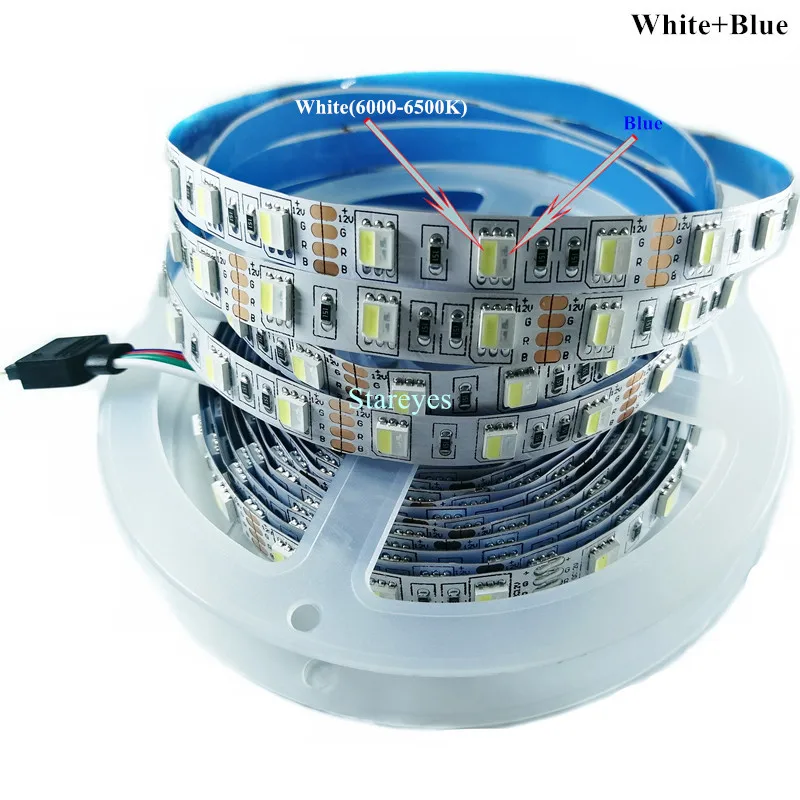 50 шт. SMD 5050 DC12V 300 LED 5 м RGB + CCT W & WW светодиодная полоса света двойной белый 2 в 1