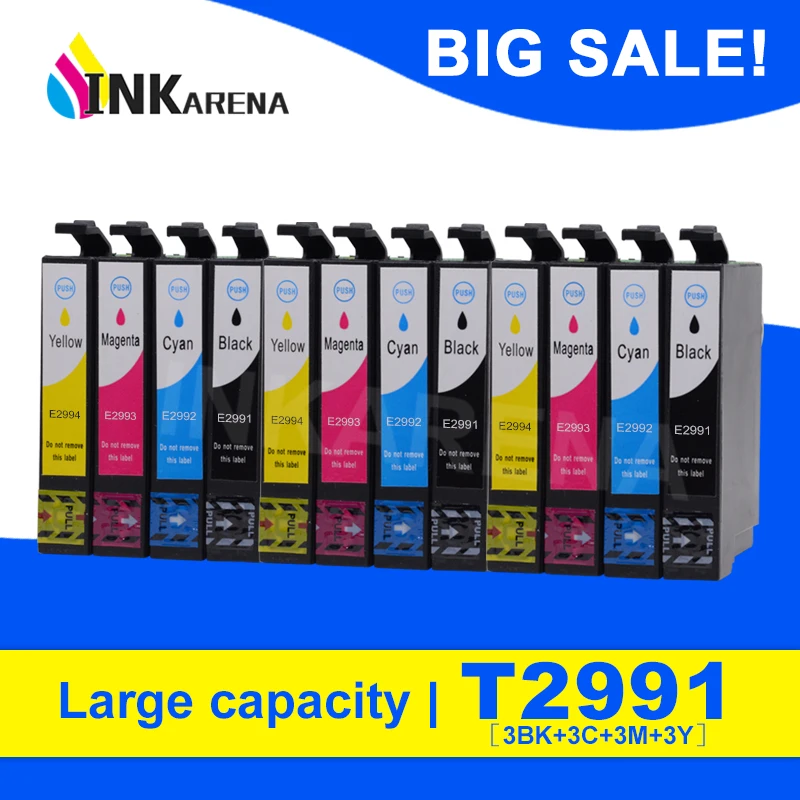 INKARENA 12 шт. T2991 29XL T2994 чернильные картриджи для Epson XP342 XP345 XP442 XP445 Стандартный
