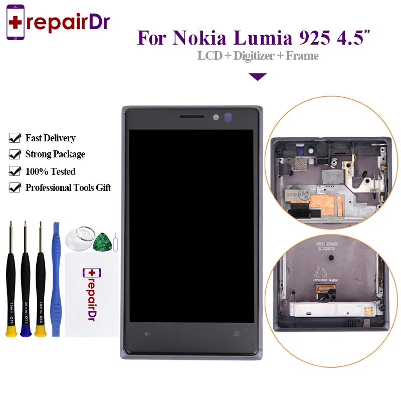 5 шт./лот 100% протестирован хорошо для Nokia Lumia 925 ЖК-экран 4 ''для дисплей