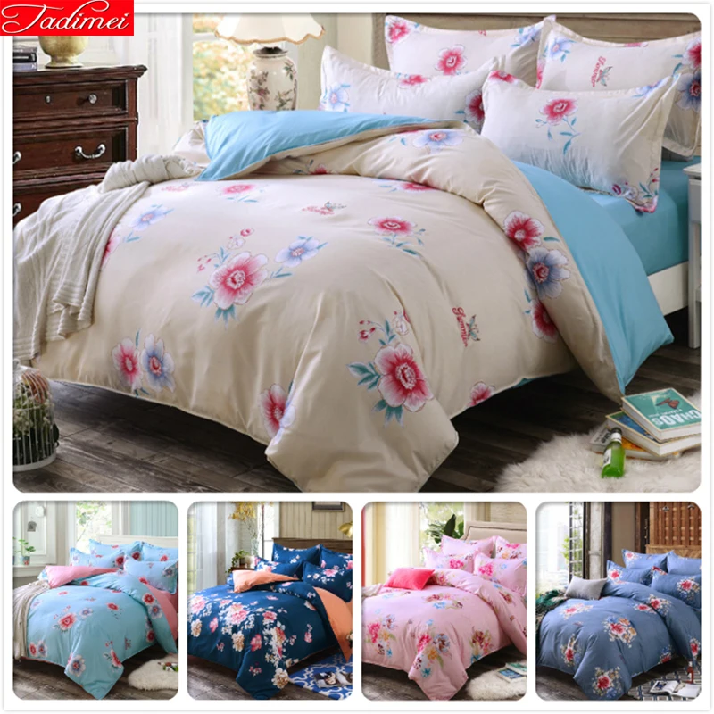 Cotton King Queen Twin Double Size Duvet Cover Flat Sheet Pillowcase 3/4 pcs Bedding Set Kids Bed Linen 1.5m 1.8m 2m 2.2m Floral | Дом и сад