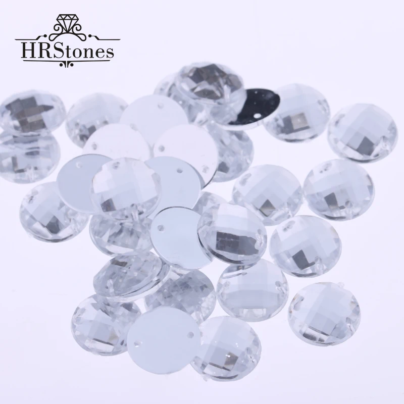 

DIY Stones Crystal Clear White FlatBack Round Sewing Taiwan Acrylic 2 Holes 6mm 14mm 16mm 18mm 20mm Sew On Rhinestones For Craft