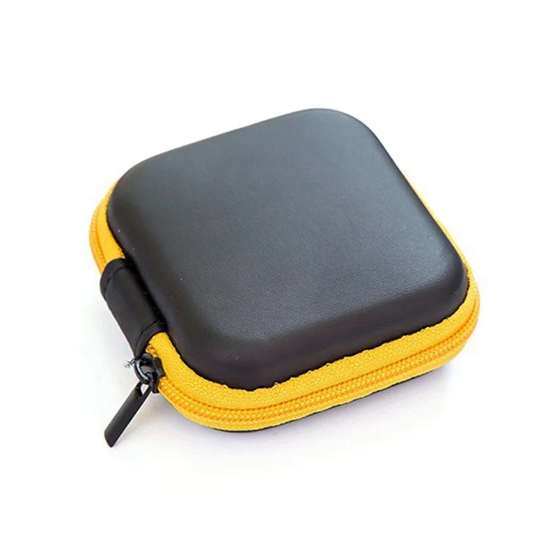 DOITOP Mini Zipper Hard Headphone Case PU Leather Earphone Storage Bag Protective USB Cable Organizer For Portable Earbuds box