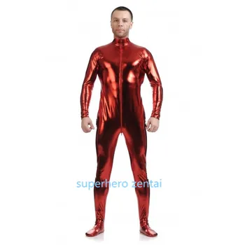

Red Shiny cosplay costume Halloween Fullbody catsuit for Adult/Kids Performance jumpsuit can custom made Free Shipping