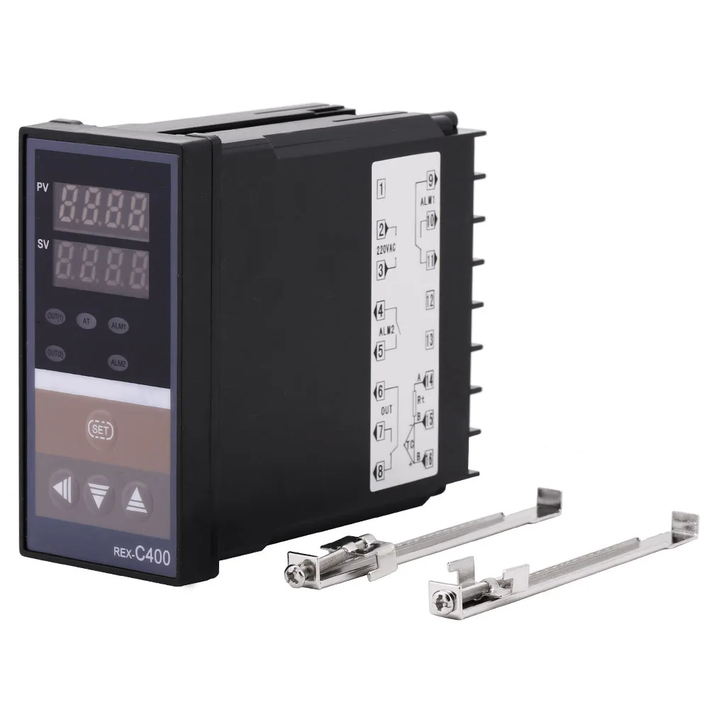 

1Pcs 10A AC 220V Digital Panel Intellgent Temperature Controller Relay Output with Clips Black High Quality