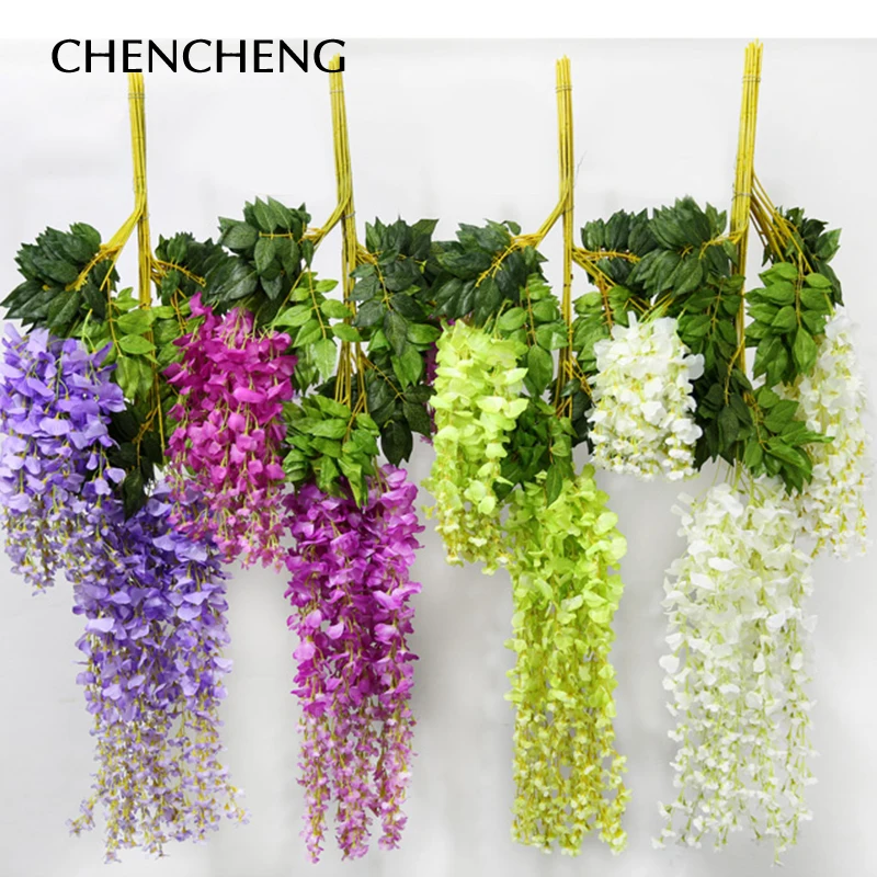 CHENCHENG, 12 шт./лот, искусственные цветы, шелк, Глициния, искусственный цветок, на стену, вечерние, романтические, свадебные, для дома, осень, Декор