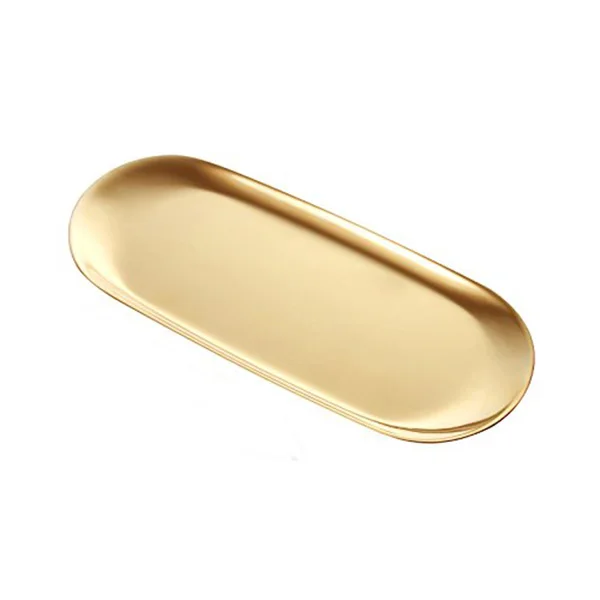 

Stainless Steel Towel Tray Storage Tray Organizer, Golden, Oval