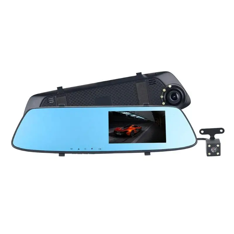 

ALLOYSEED 4.3" Touch Screen Car Rear View Mirror DVR Dash Camera 170 Degree Dual Lens Car Auto Parking Reversing Video Recorder
