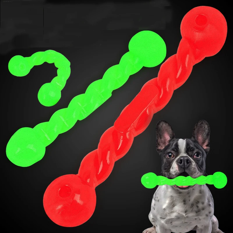 18.5cm Length Dog Toys Fetch Sticks Chew Durable red and Green Rubber