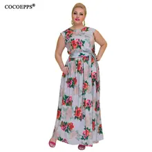 COCOEPPS Novo 5XL 6XL Vintage Floral Impresso Mulheres Vestido Longo Até O Chão Tamanho Grande 2018 Outono Sexy Maxi Vestidos Plus Size vestidos