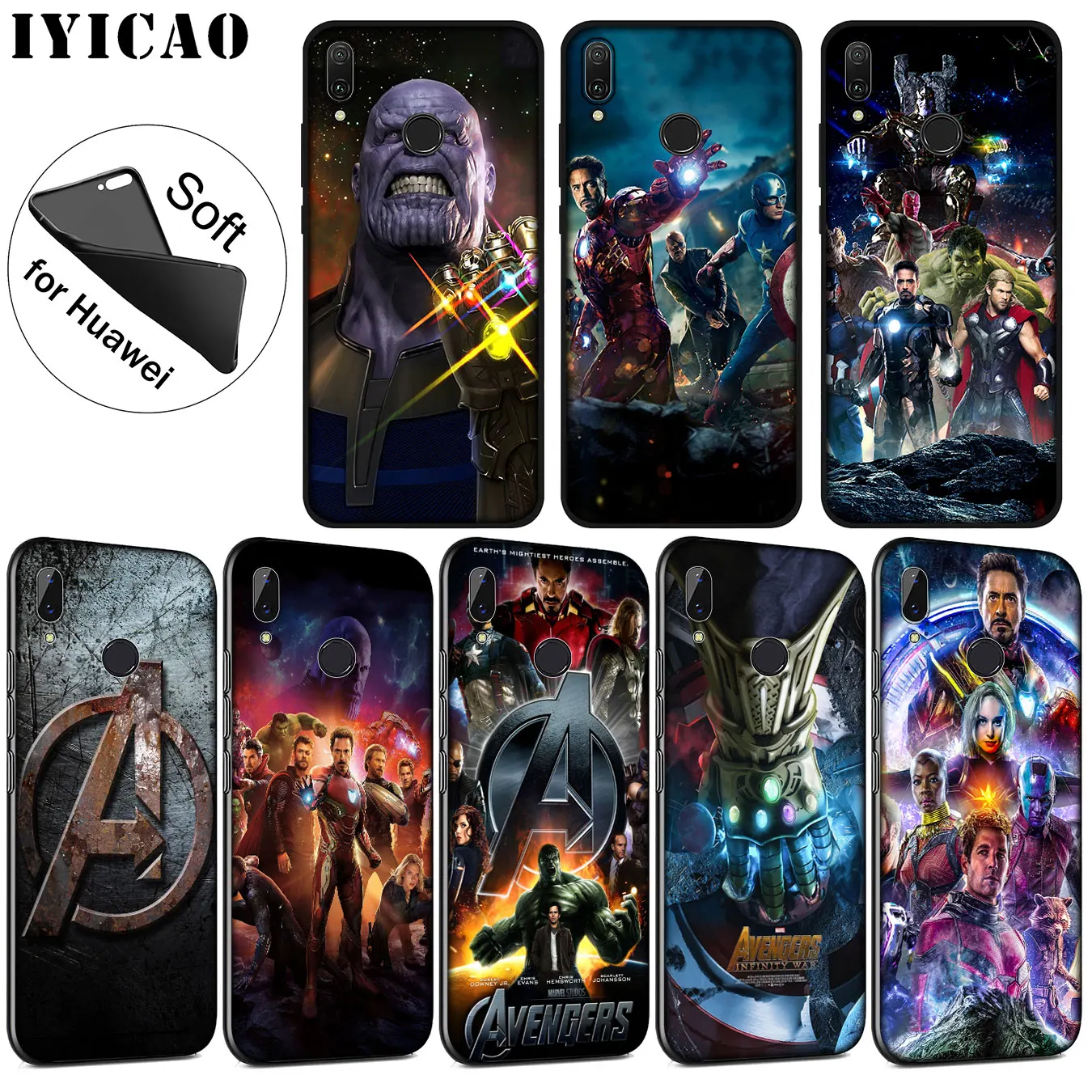 

IYICAO Marvel Marvel's The Avengers Soft Silicone Phone Case for Huawei P20 Pro P10 P9 P8 Lite Mini 2017 2015 P Smart 2019 Cover