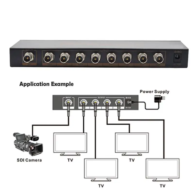 

300M 1X8 SDI Splitter Distributor SDI Extender Switcher Support SD/HD/3G-SDI for SDI Camera Security System High Quality