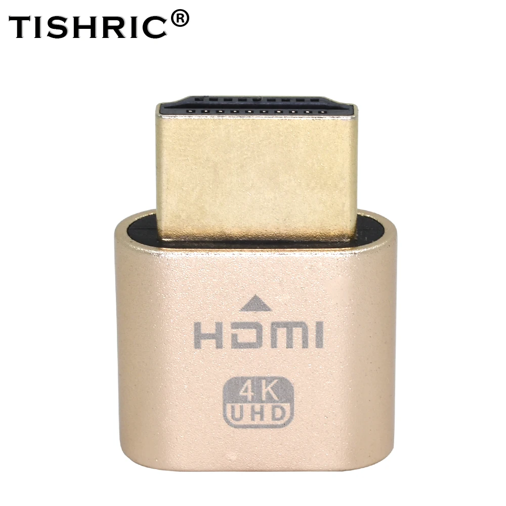 TISHRIC Gold VGA HDMI муляж штепсельной вилки Виртуальная фотография адаптер DDC Edid
