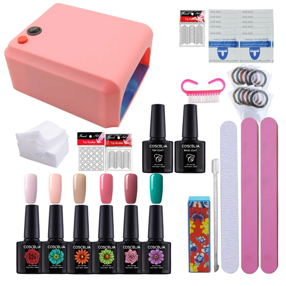 COSCELIA Set For Manicure Nail Kit Set Gel Varnish Set 6 Color UV Gel