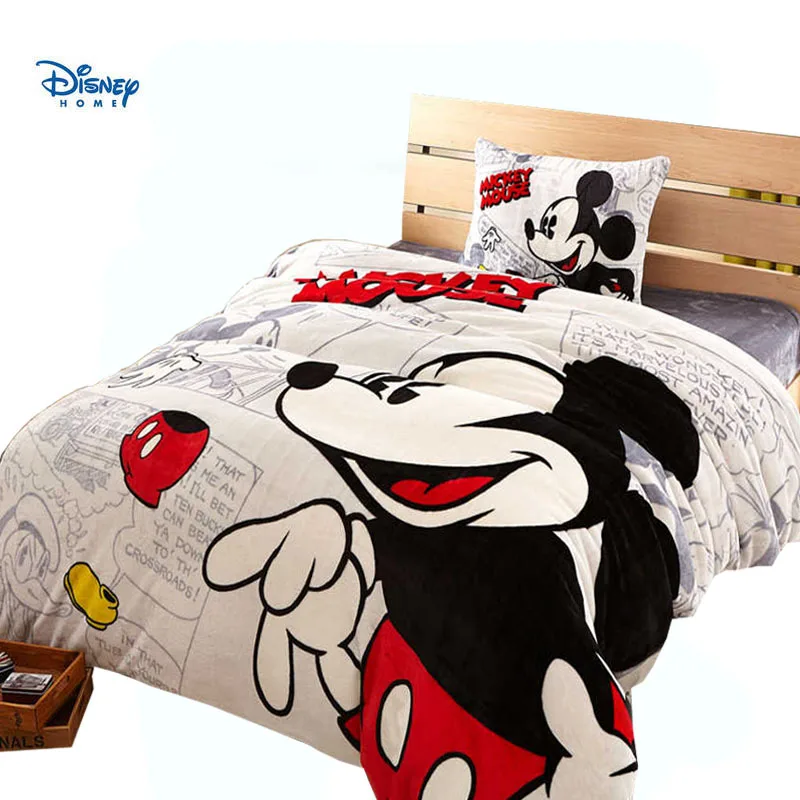 Flannel Mickey Mouse Bedding Set 3pcs Twin Size Disney Duvet Cover