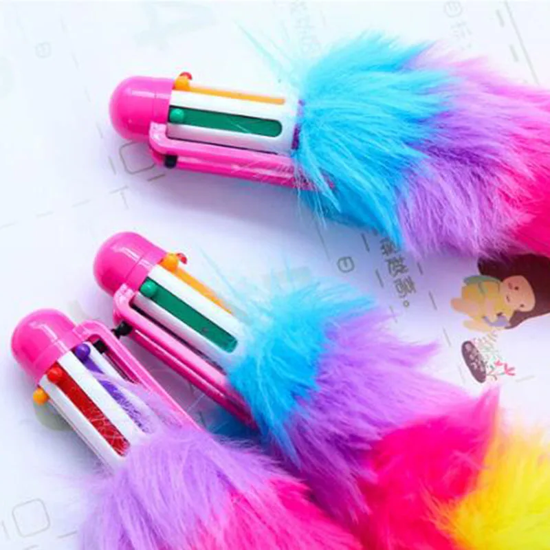 Escolar de Escritório Criativo Cores Plush Aquecimento Plástico Arco-íris Esferográfica Canetas Moda Material Bonito Negócio Escrita 10 Pçs 6 6 Canetas esferográficas