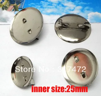 

Free shipping!!! 25mm Round Pin Back Brooch Finding #1 Silver Tone 200pcs