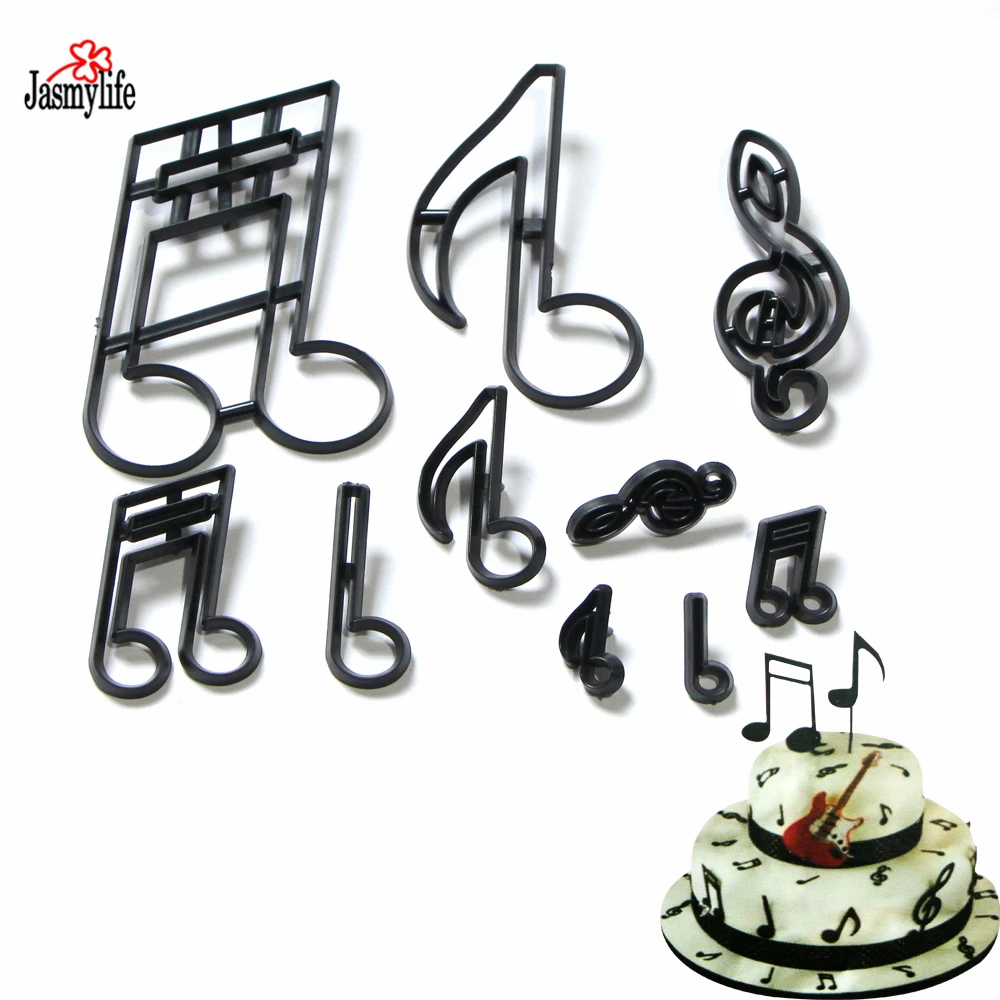 

10PCS/SET Extra Large Music Notes Cookie Cutter Plastic Sugarcraft Fondant Cutter Mold Cake Decorating Tools Baking Cupcake Mold