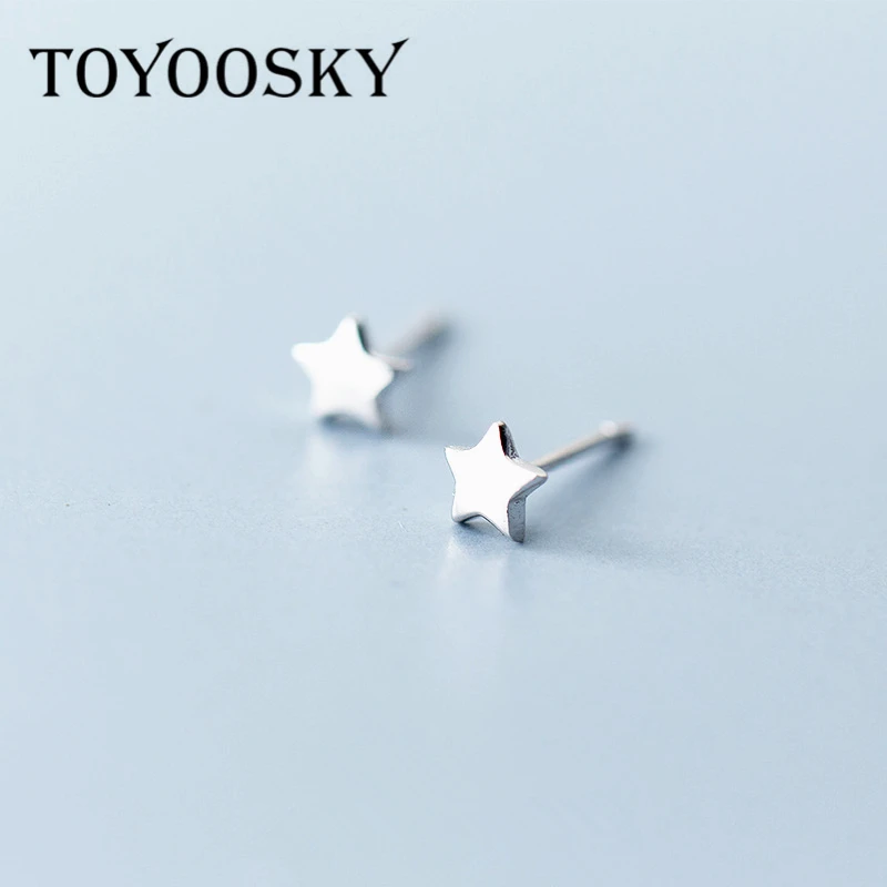 

TOYOOSKY s925 Sterling Silver Cute Mini Star Shape Stud Earrings for Women Romantic Girl Gift Support Wholesale